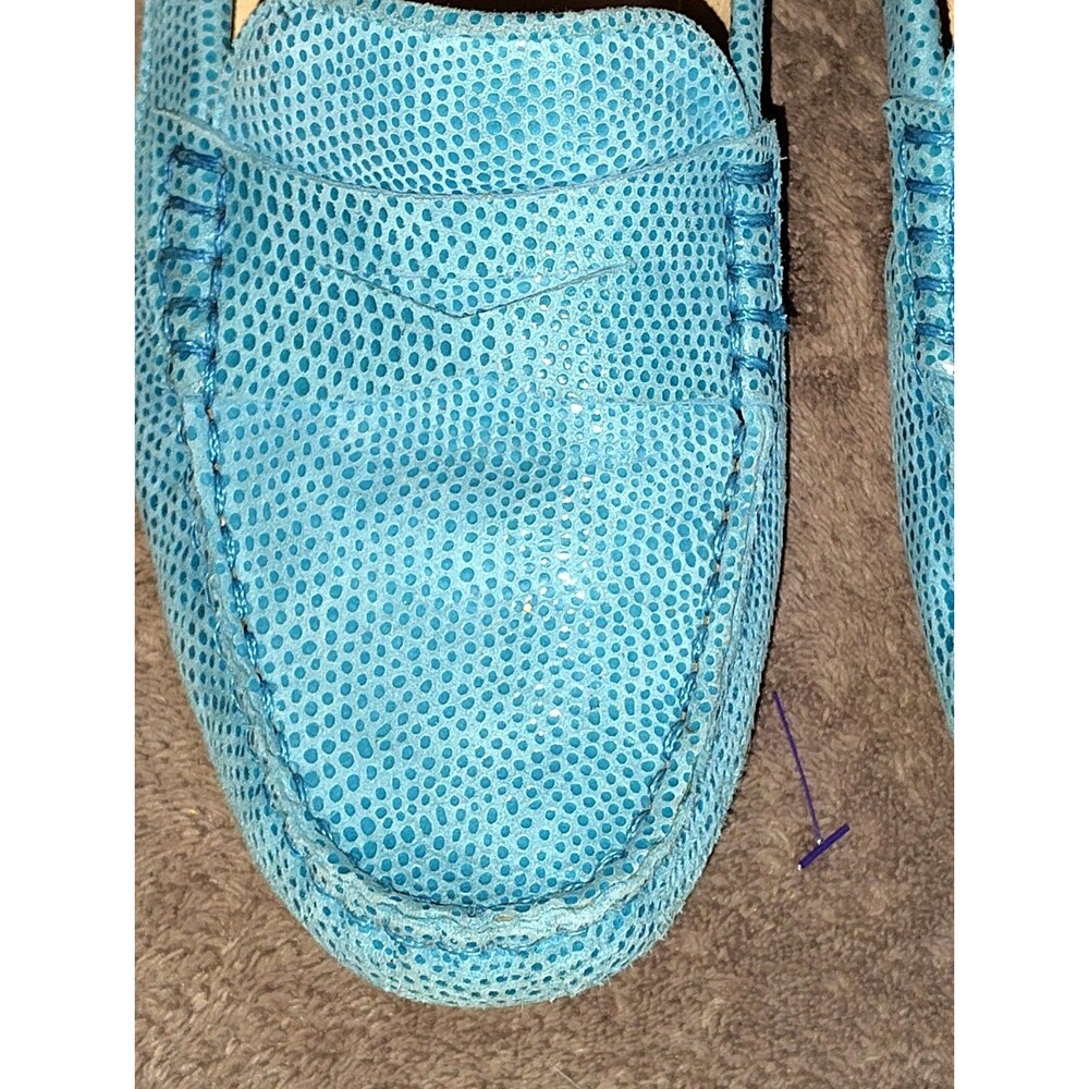 VANELi Turquoise Blue Lizard Embossed Leather Mules Loafers Women’s Size 9 A - Picture 5 of 14